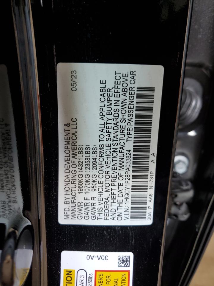 1HGCY1F28PA033824 Honda Accord LX 12