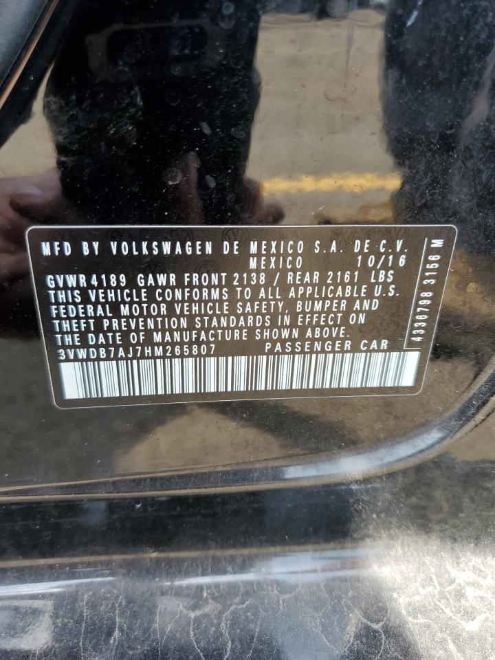 2017 Volkswagen Jetta Se VIN: 3VWDB7AJ7HM265807 Lot: 57822124