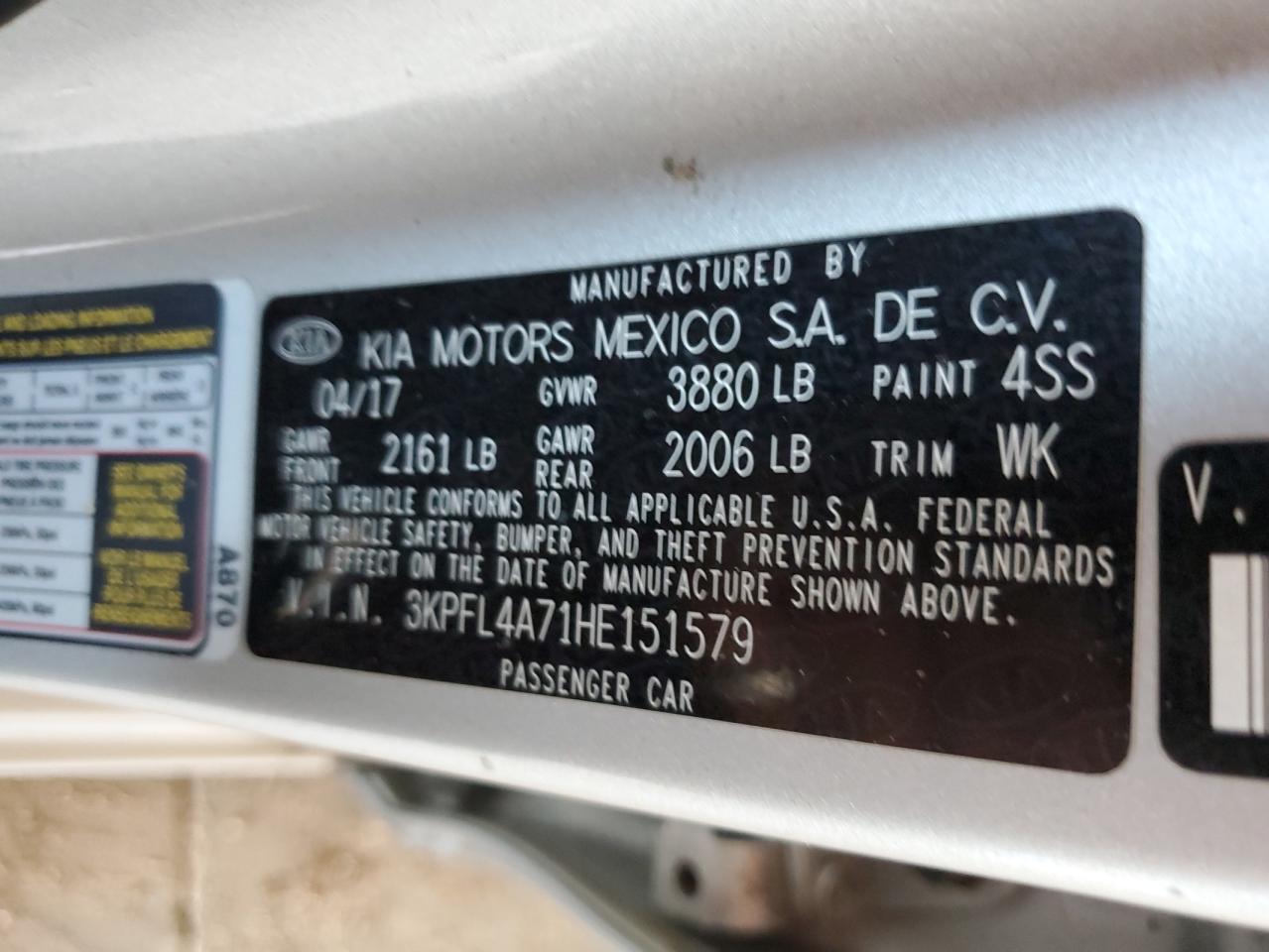 2017 Kia Forte Lx VIN: 3KPFL4A71HE151579 Lot: 57887704