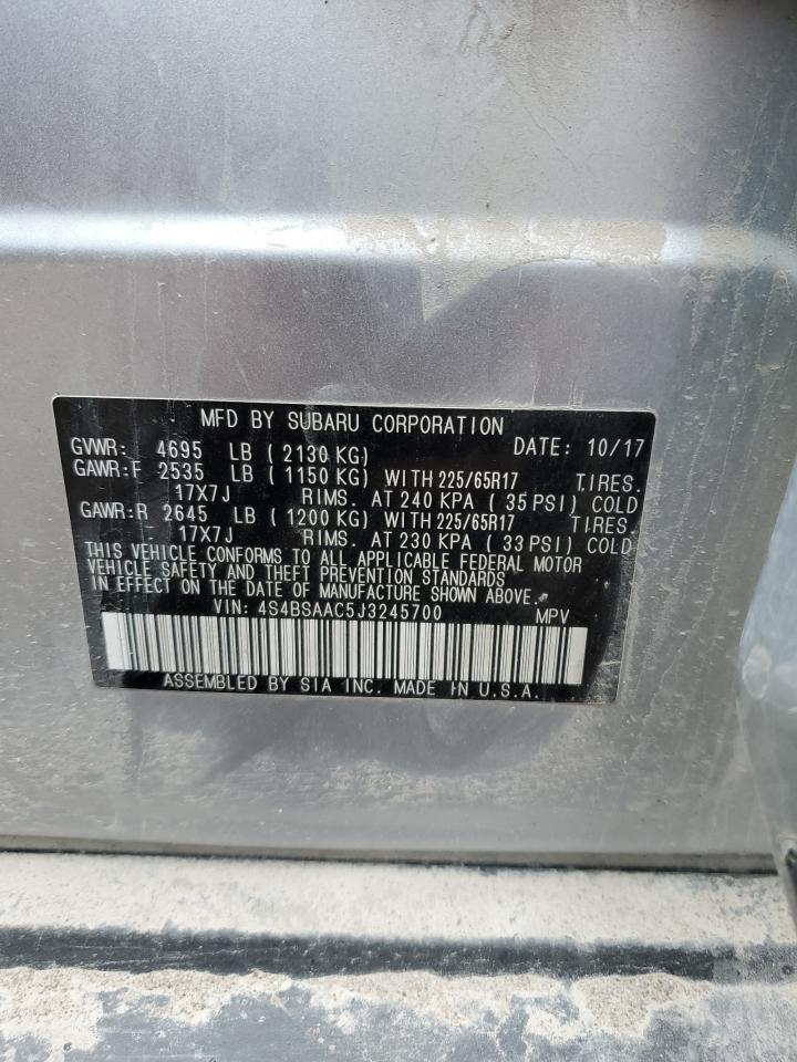 2018 Subaru Outback 2.5I VIN: 4S4BSAAC5J3245700 Lot: 58226284