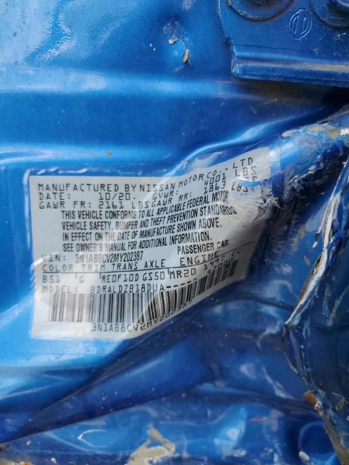 2021 Nissan Sentra Sv VIN: 3N1AB8CV2MY202387 Lot: 58445044