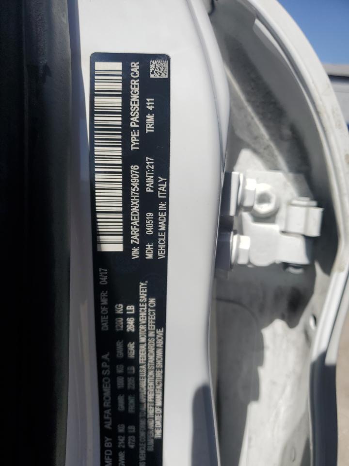 2017 Alfa Romeo Giulia Q4 VIN: ZARFAEDNXH7549076 Lot: 57463324