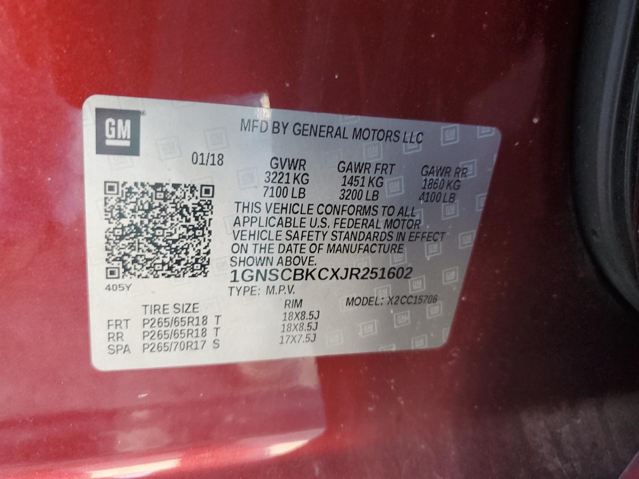 2018 Chevrolet Tahoe C1500 Lt VIN: 1GNSCBKCXJR251602 Lot: 57563874