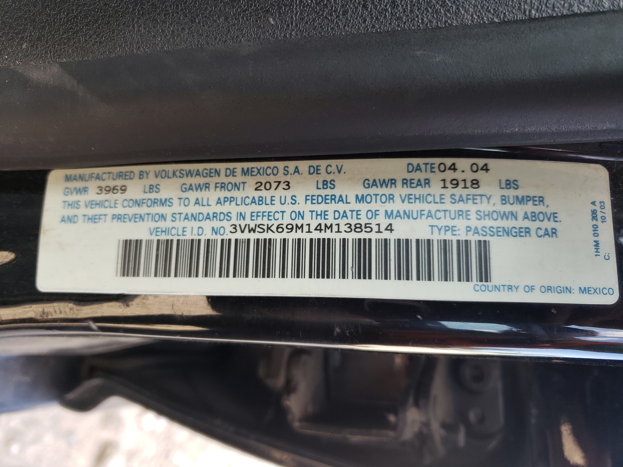 3VWSK69M14M138514 2004 Volkswagen Jetta Gls