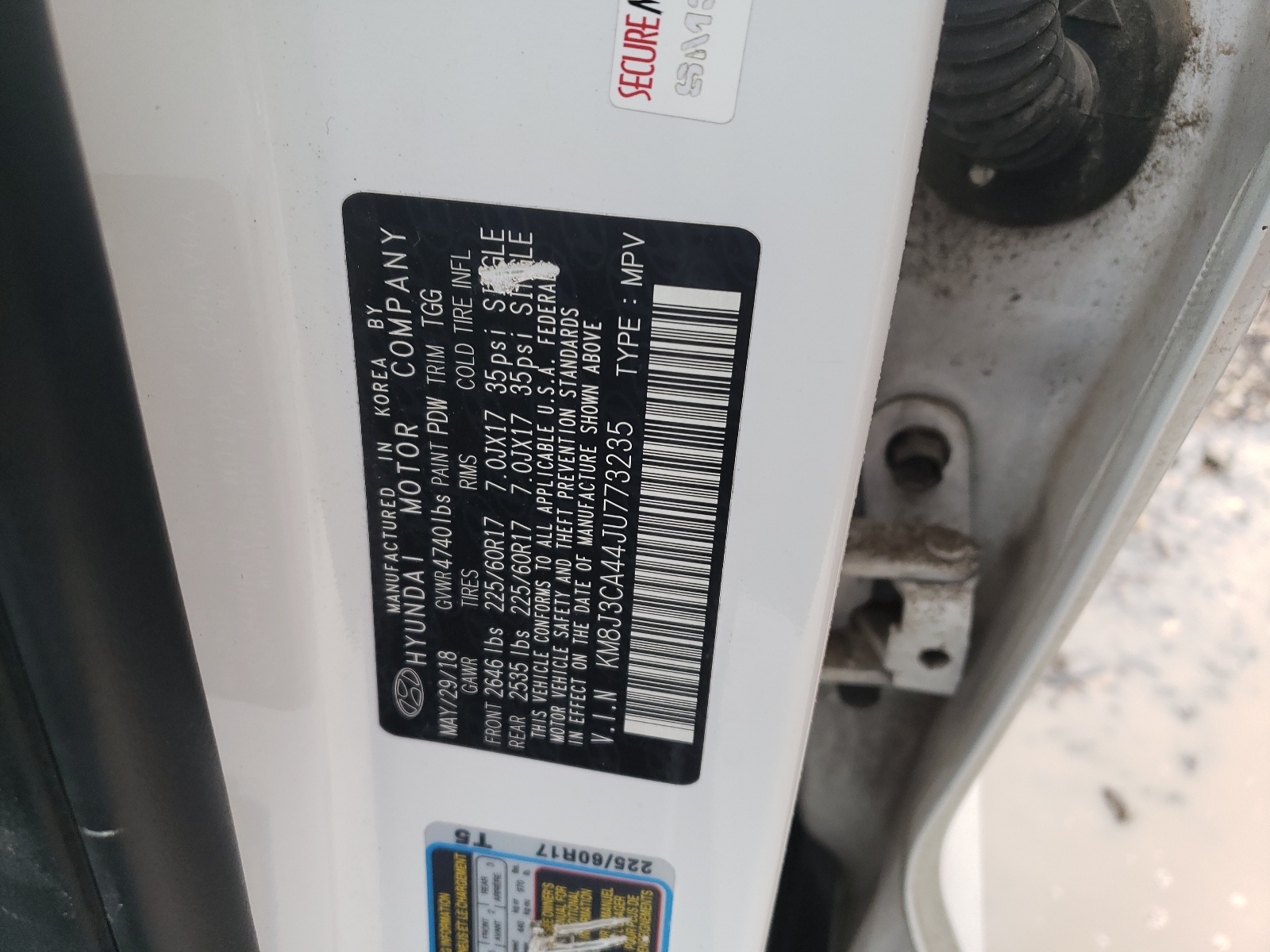 KM8J3CA44JU773235 2018 Hyundai Tucson Sel