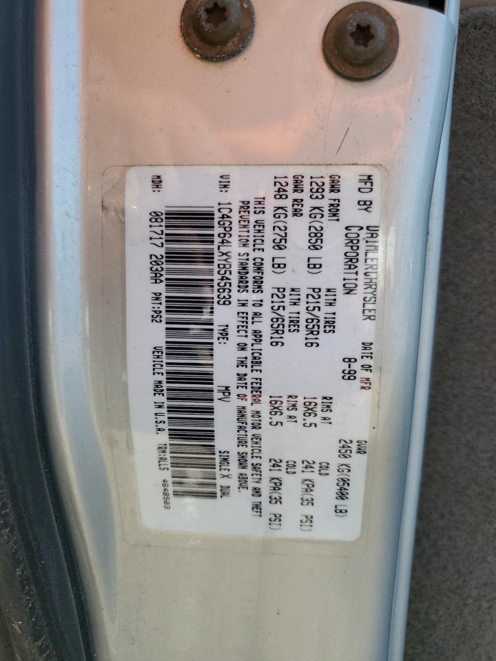 2000 Chrysler Town & Country Limited VIN: 1C4GP64LXYB545639 Lot: 58680984