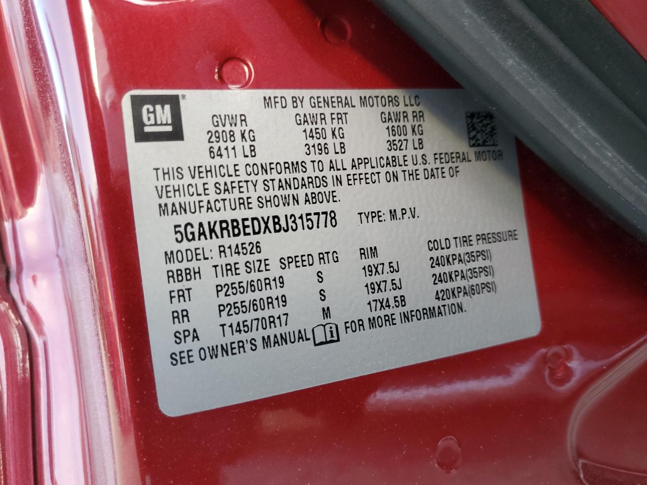 2011 Buick Enclave Cxl VIN: 5GAKRBEDXBJ315778 Lot: 58854634