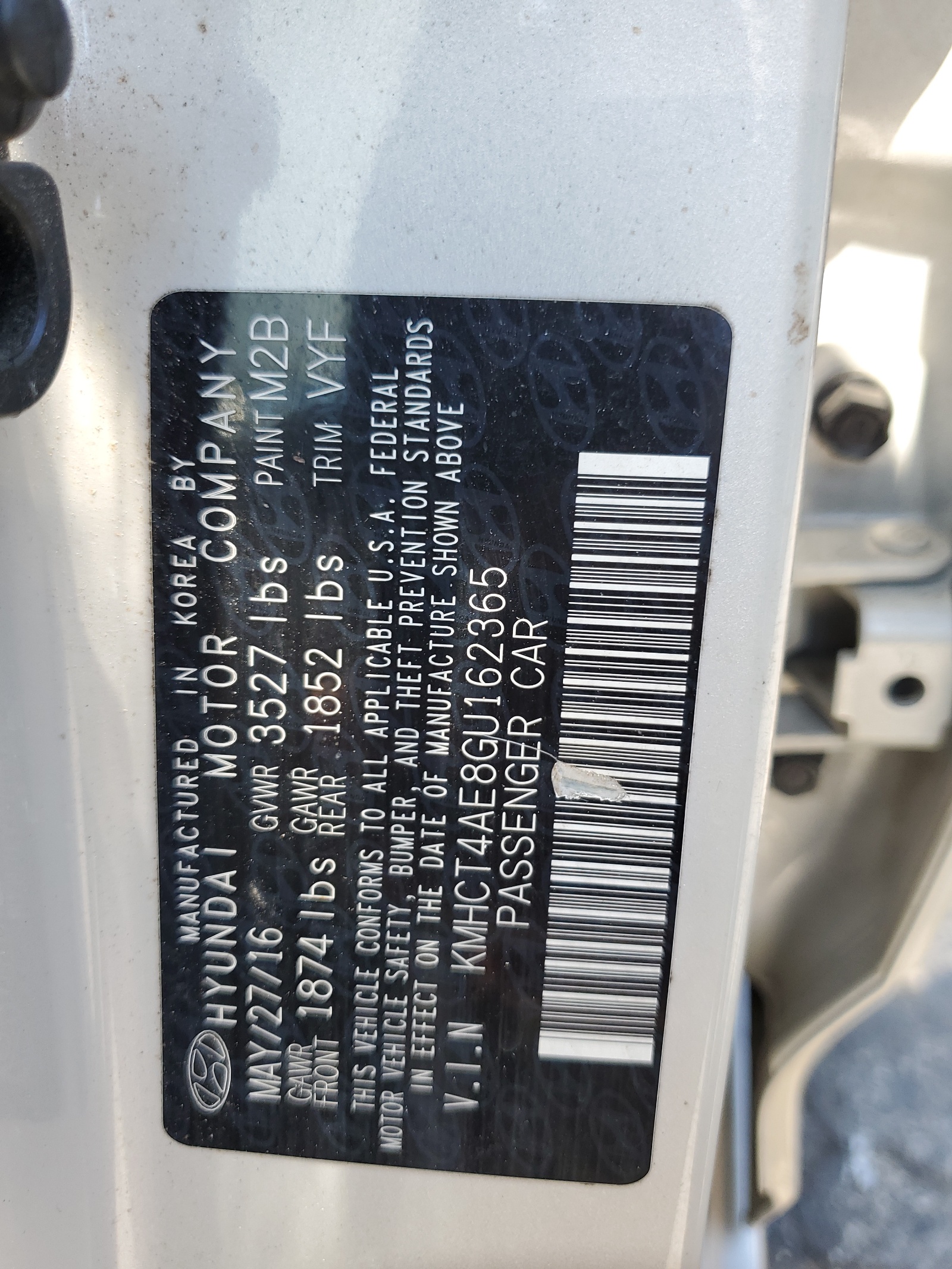 KMHCT4AE8GU162365 2016 Hyundai Accent Se