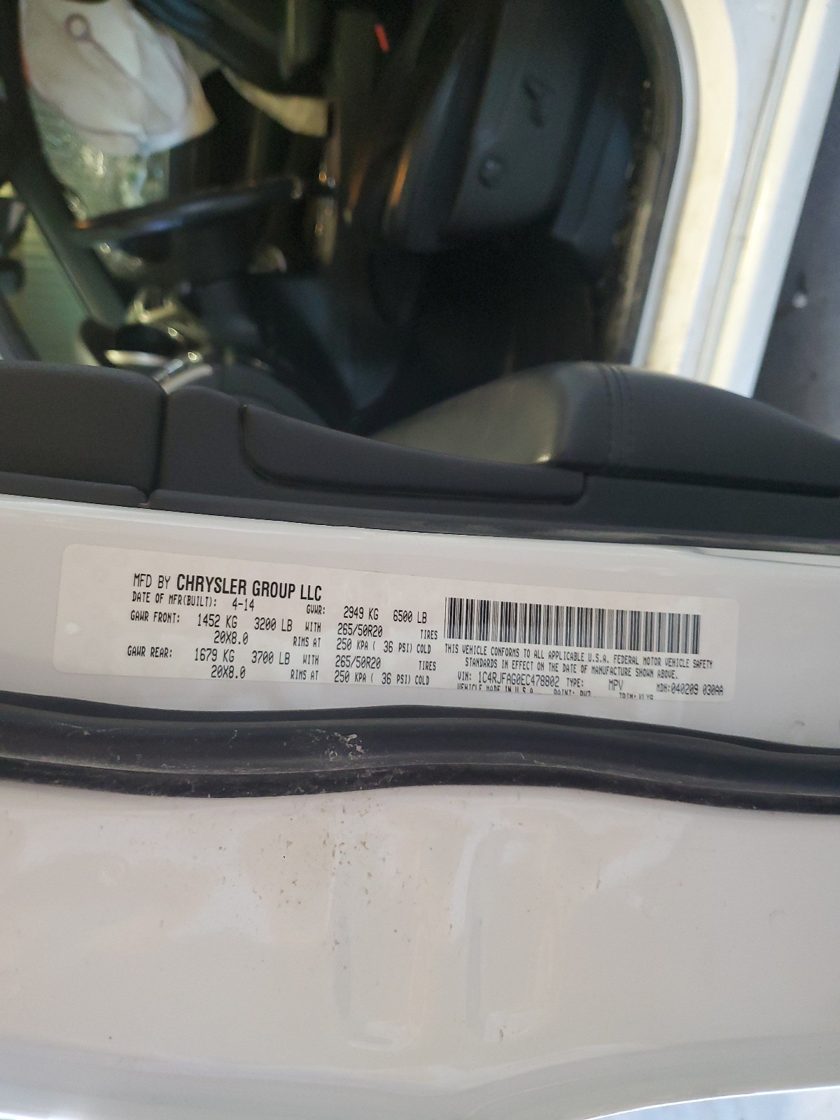 1C4RJFAG0EC478802 2014 Jeep Grand Cherokee Laredo