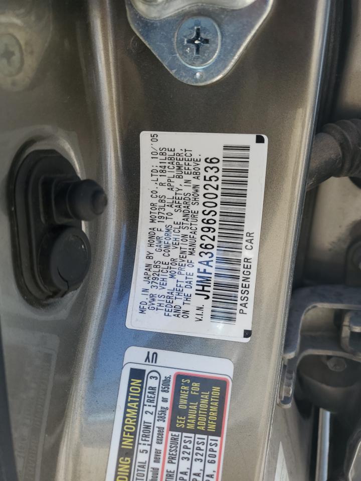 JHMFA36296S002536 2006 Honda Civic Hybrid