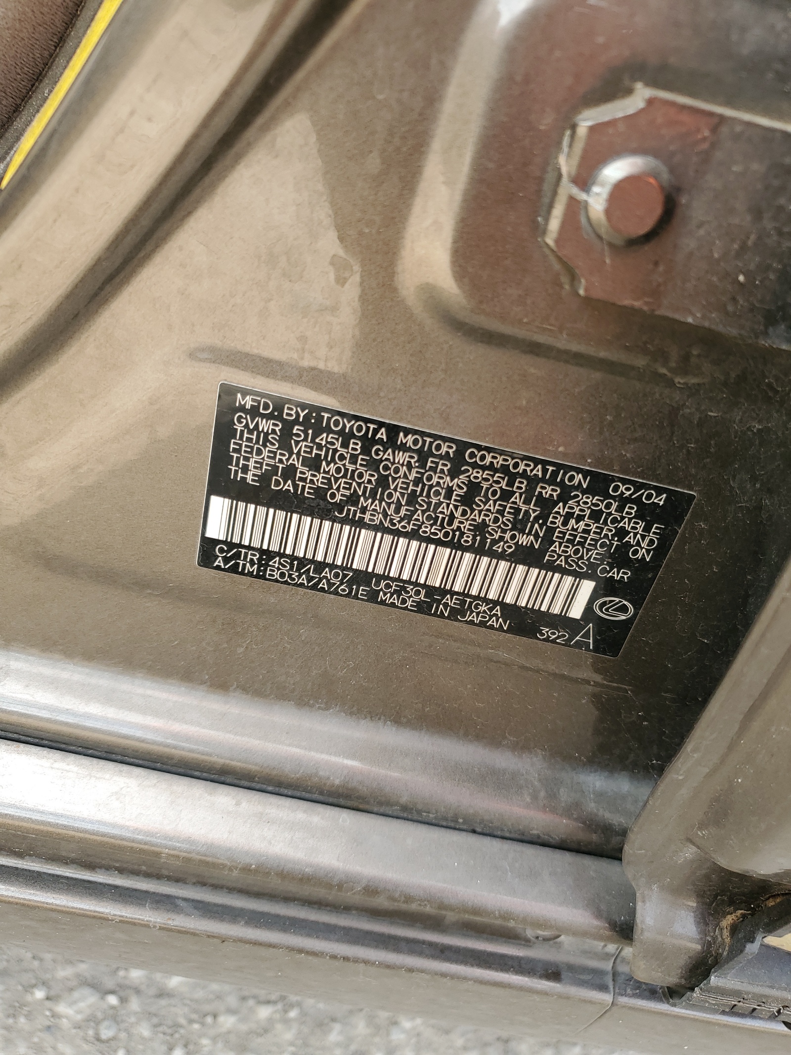 JTHBN36F850181149 2005 Lexus Ls 430