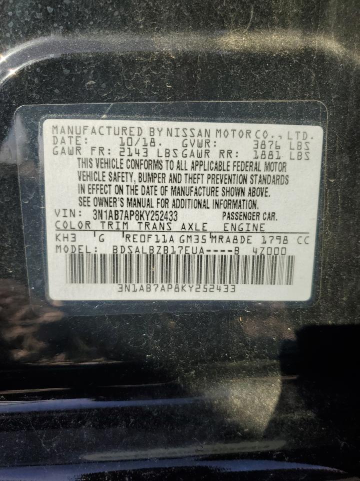 3N1AB7AP8KY252433 2019 Nissan Sentra S