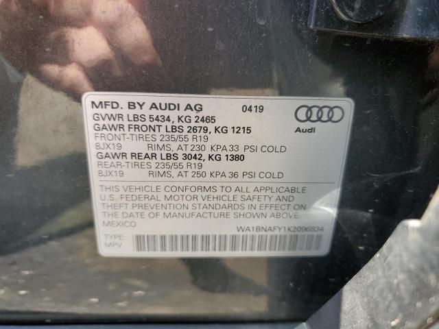 WA1BNAFY1K2096834 | 2019 Audi q5 premium plus