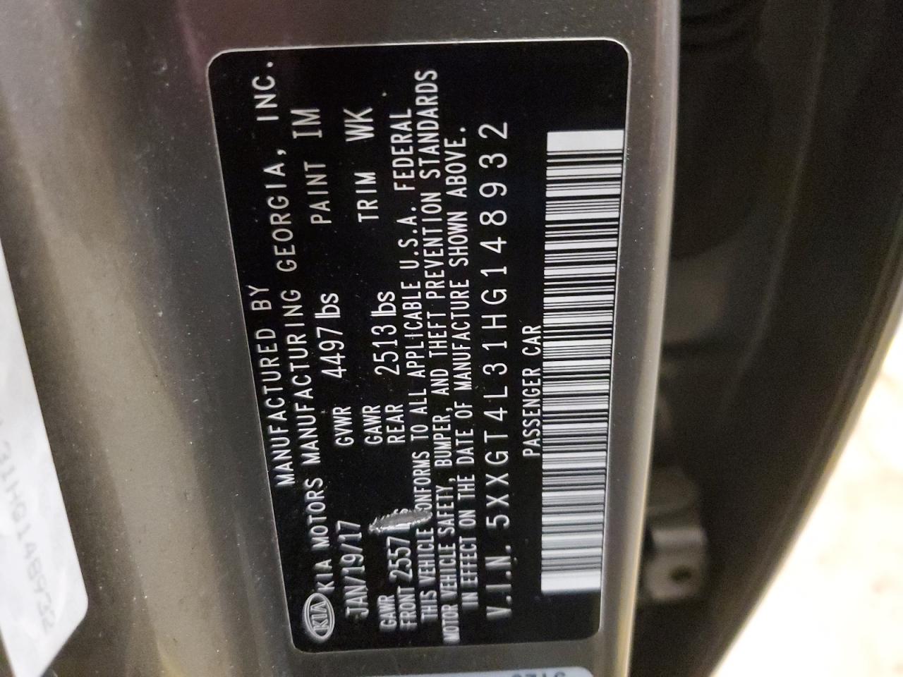 2017 Kia Optima Lx VIN: 5XXGT4L31HG148932 Lot: 61009154