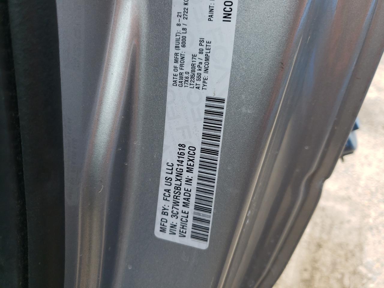 2022 Ram 3500 VIN: 3C7WRSBLXNG141618 Lot: 56139194