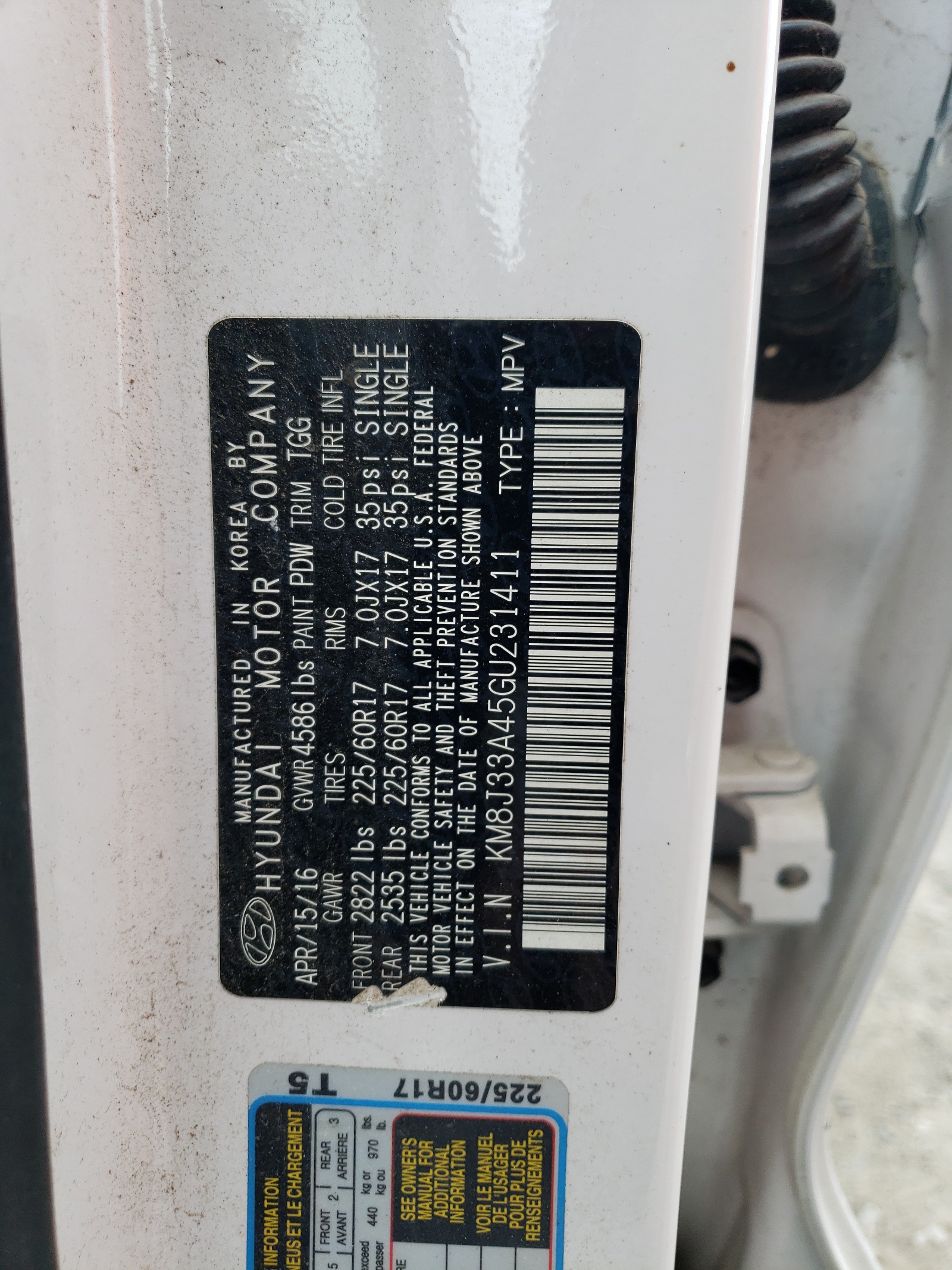 KM8J33A45GU231411 2016 Hyundai Tucson Limited