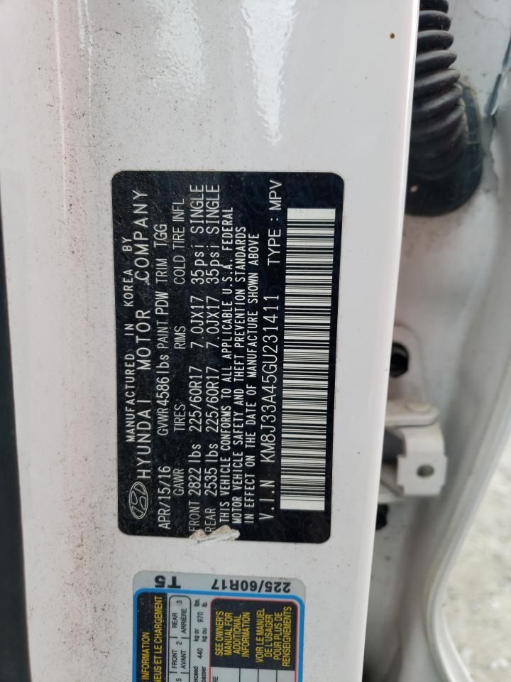 2016 Hyundai Tucson Limited VIN: KM8J33A45GU231411 Lot: 58341124