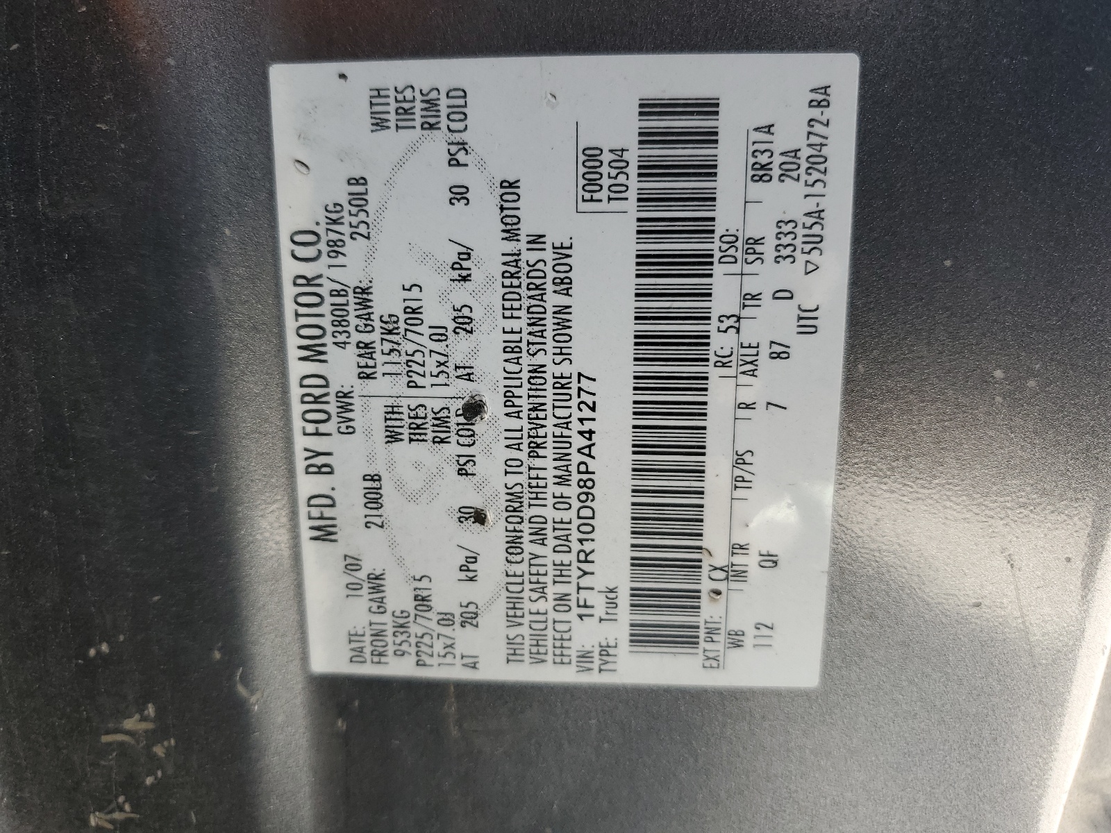 1FTYR10D98PA41277 2008 Ford Ranger