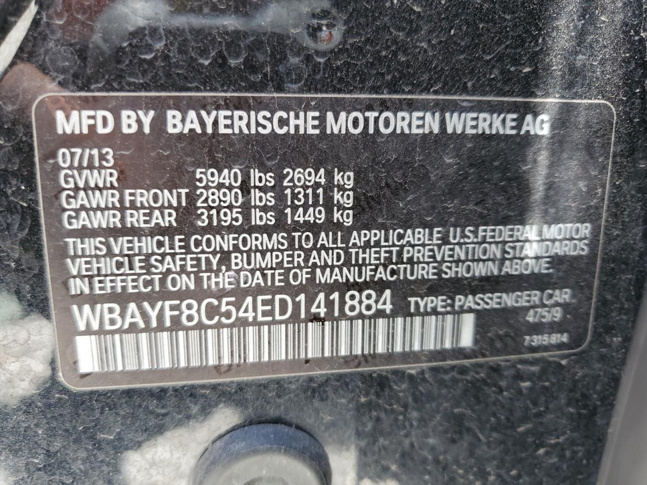 VIN WBAYF8C54ED141884 2014 BMW 7 SERIES no.13