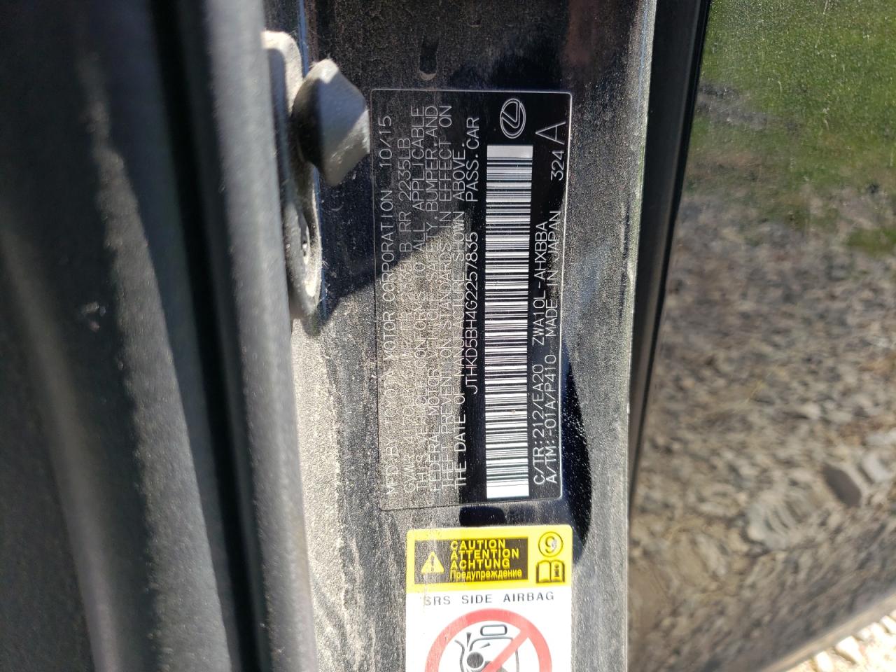 2016 Lexus Ct 200 VIN: JTHKD5BH4G2257835 Lot: 58618884