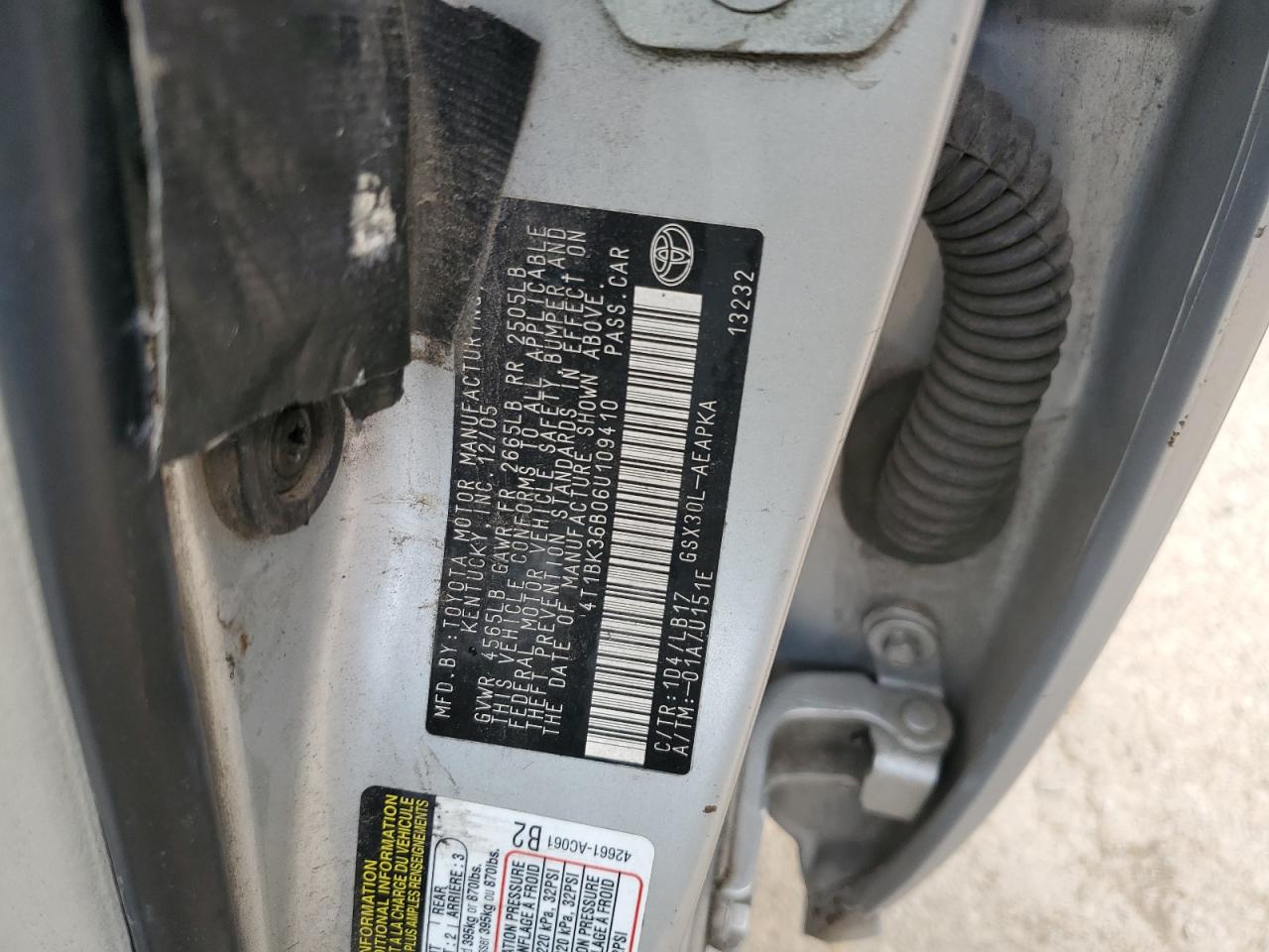 2006 Toyota Avalon Xl VIN: 4T1BK36B06U109410 Lot: 80915165