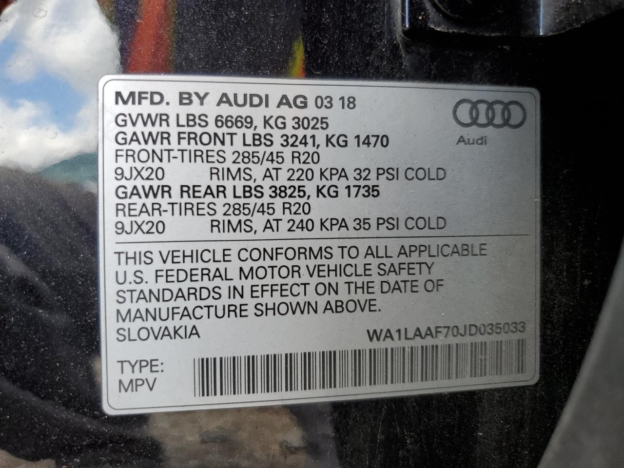 WA1LAAF70JD035033 2018 Audi Q7 Premium Plus