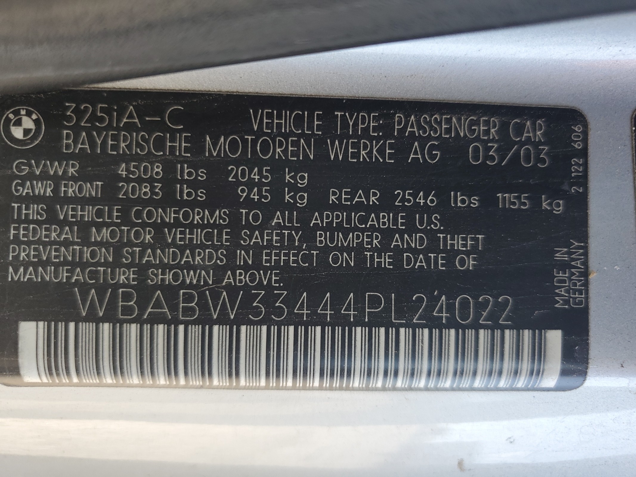 WBABW33444PL24022 2004 BMW 325 Ci