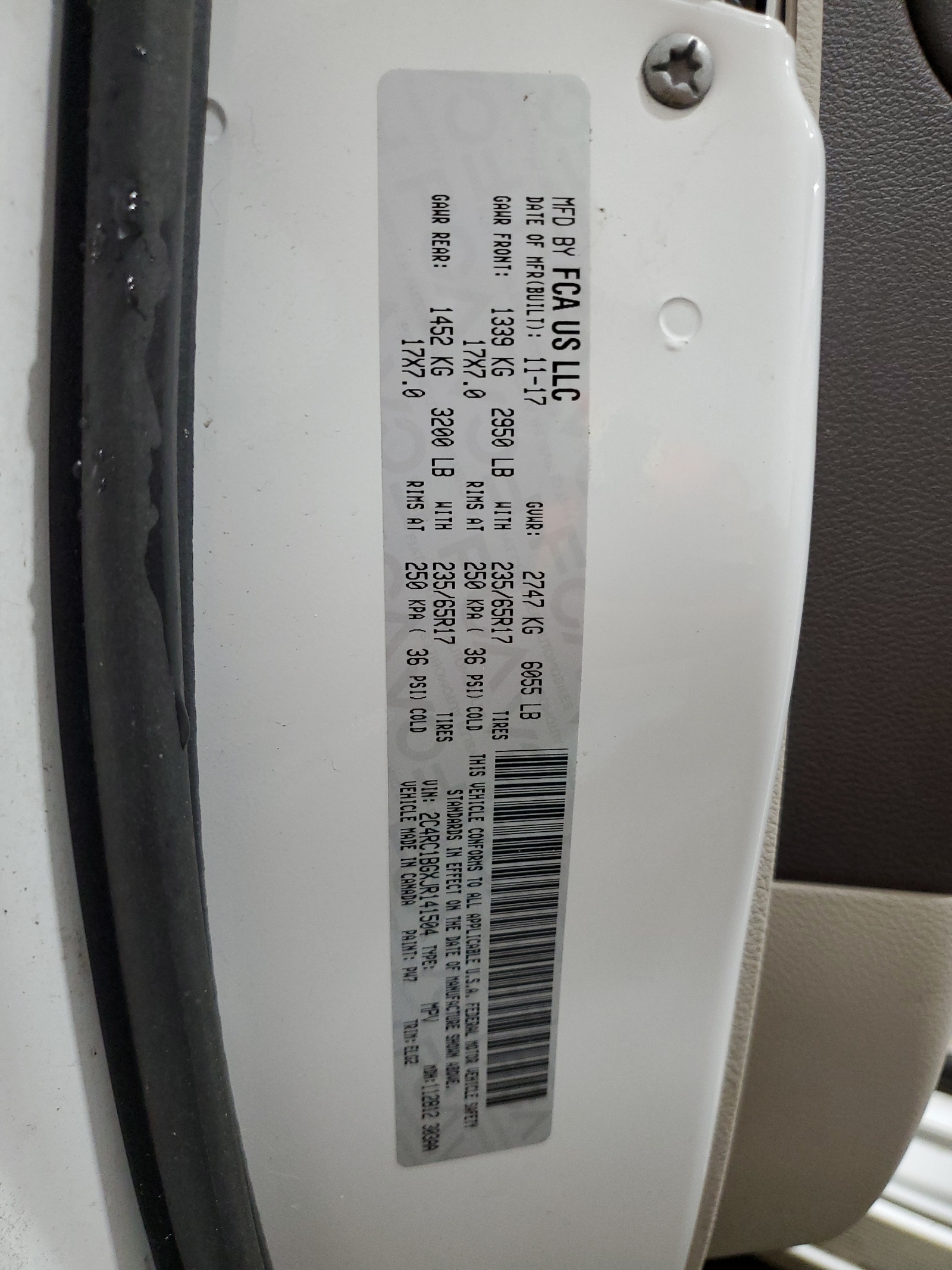 2C4RC1BGXJR141504 2018 Chrysler Pacifica Touring L