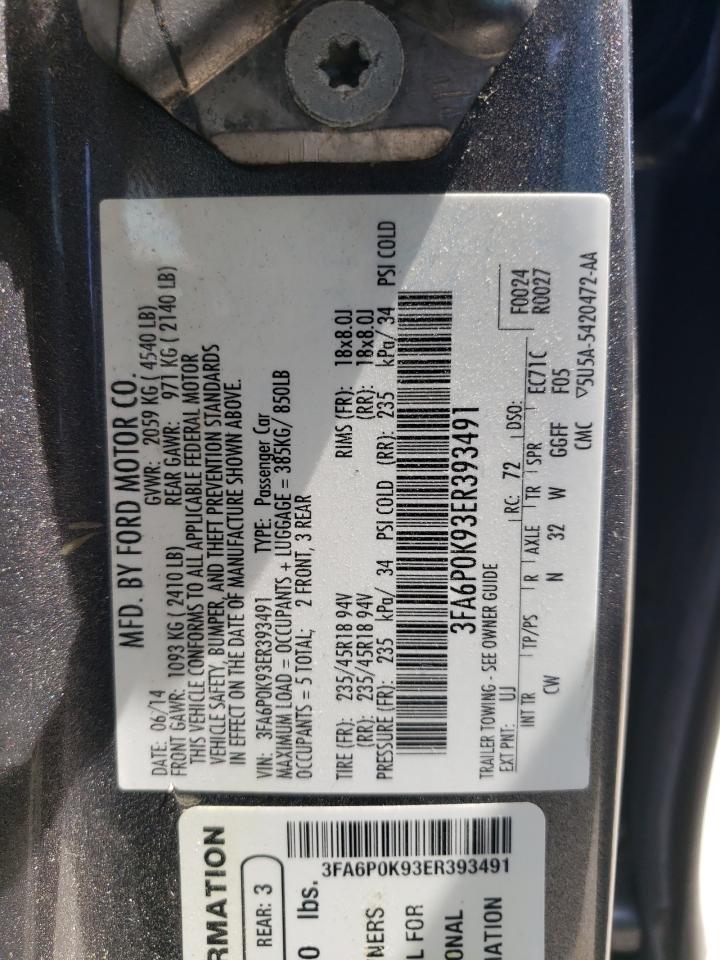 3FA6P0K93ER393491 2014 Ford Fusion Titanium