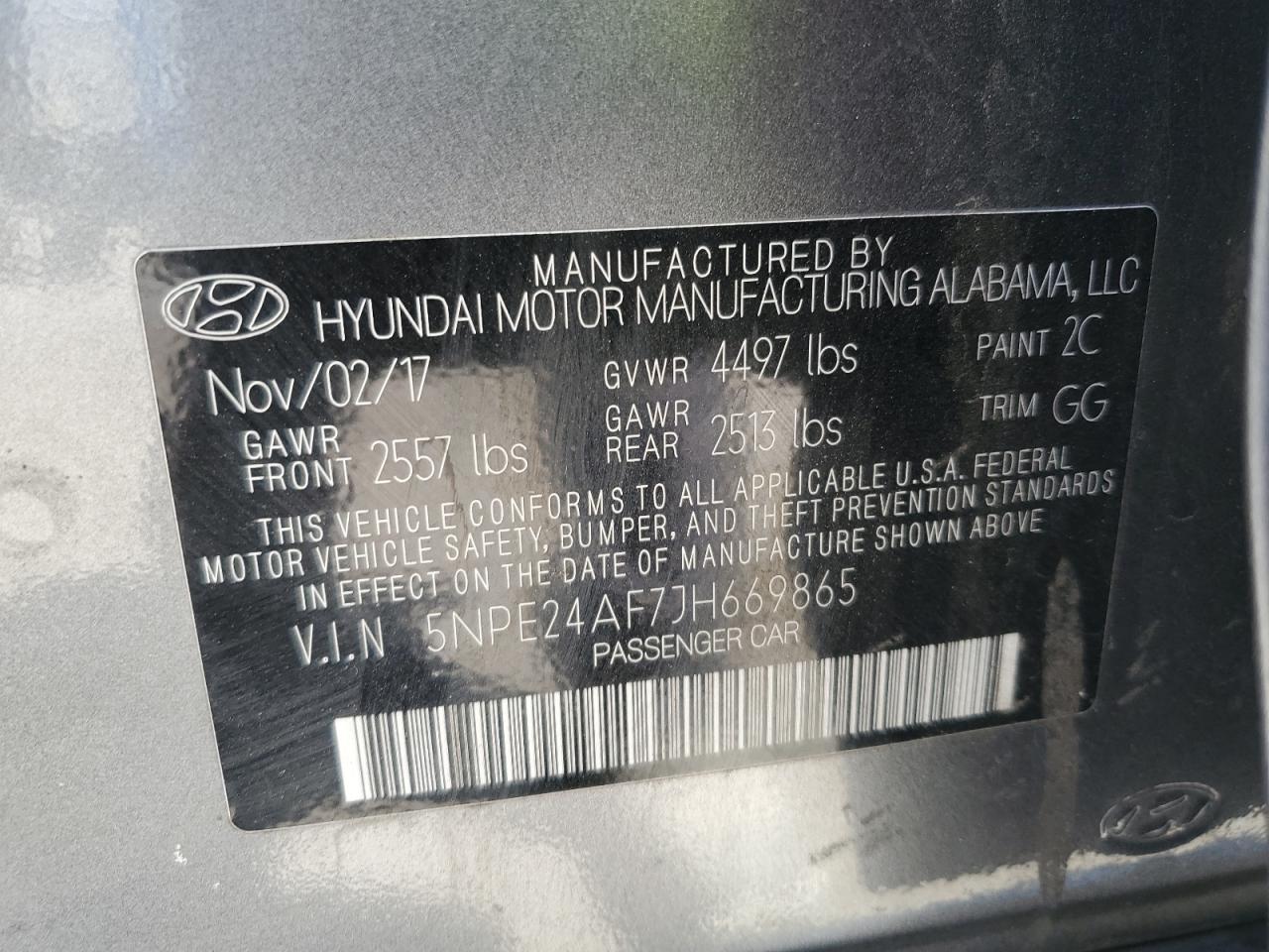 5NPE24AF7JH669865 2018 Hyundai Sonata Se