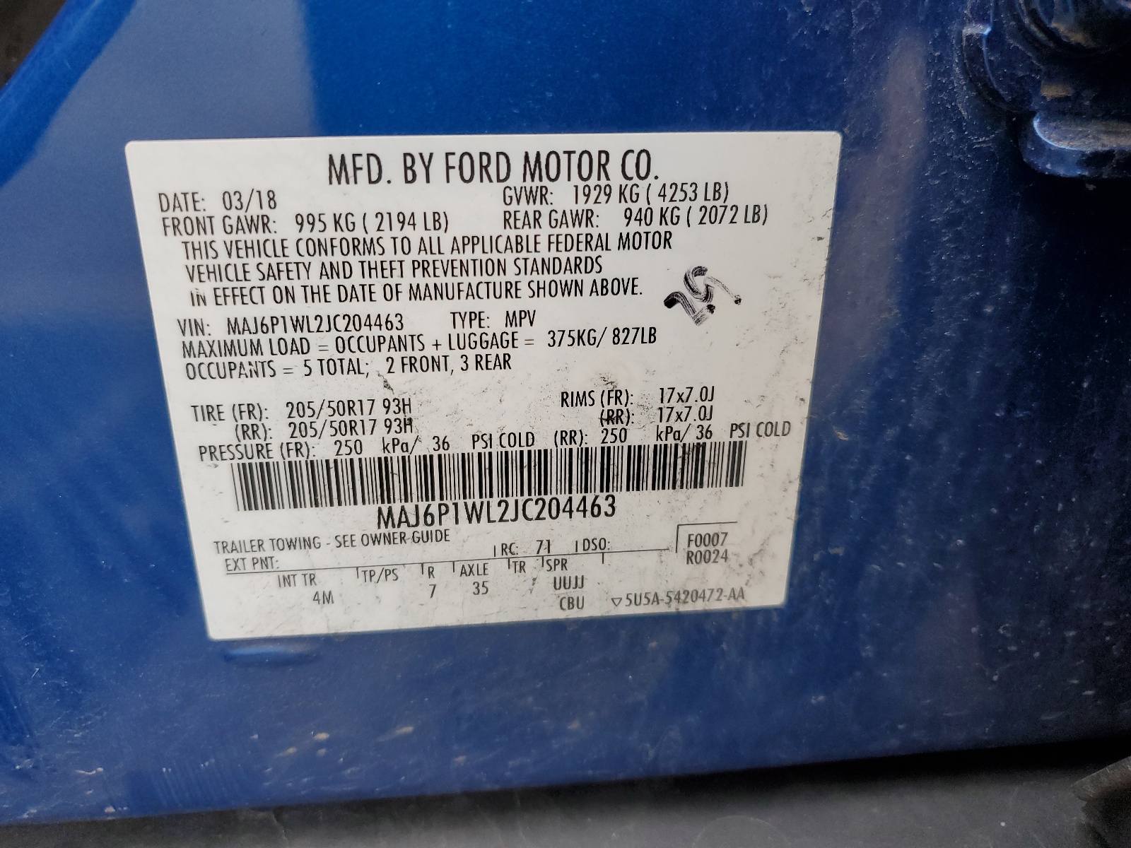MAJ6P1WL2JC204463 2018 Ford Ecosport Titanium