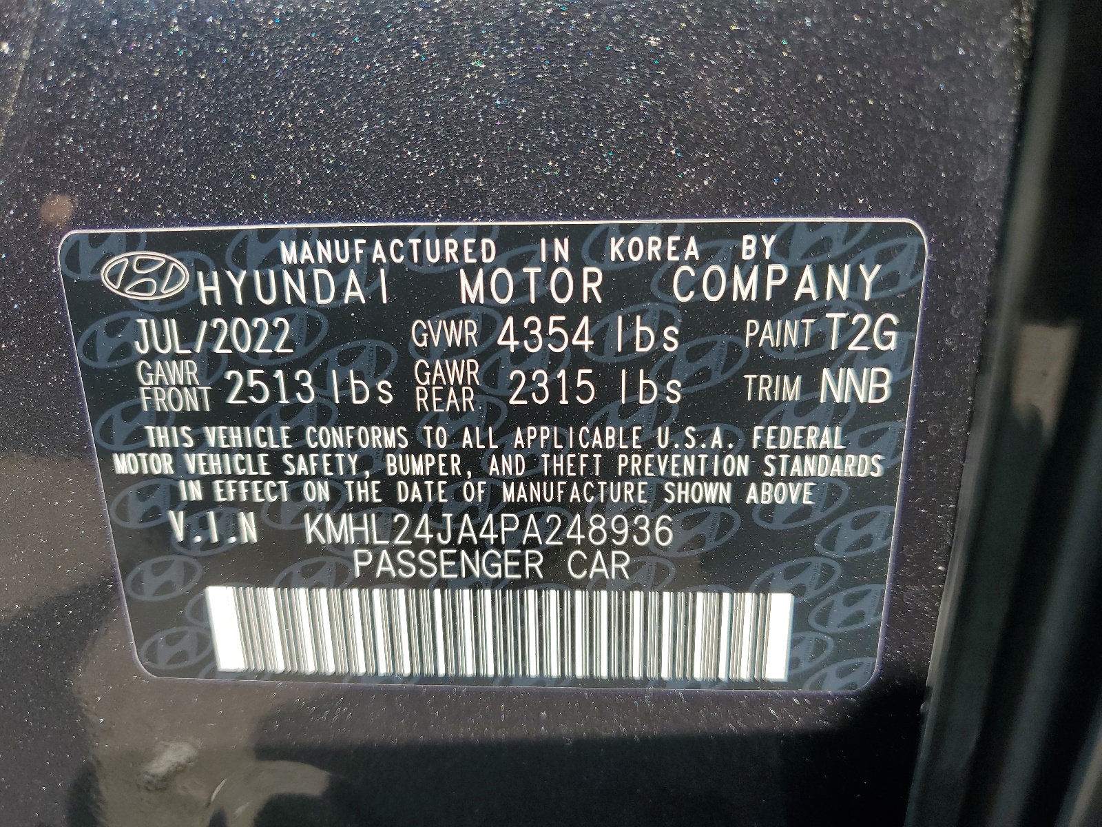 KMHL24JA4PA248936 2023 Hyundai Sonata Se