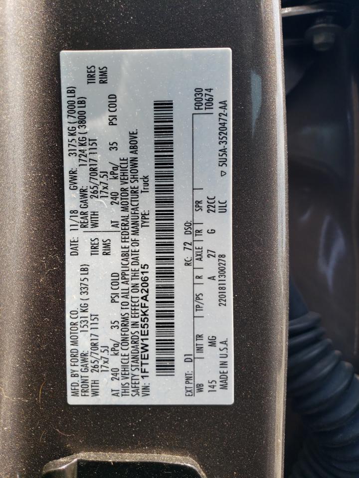 2019 Ford F150 Supercrew VIN: 1FTEW1E55KFA20615 Lot: 59479894