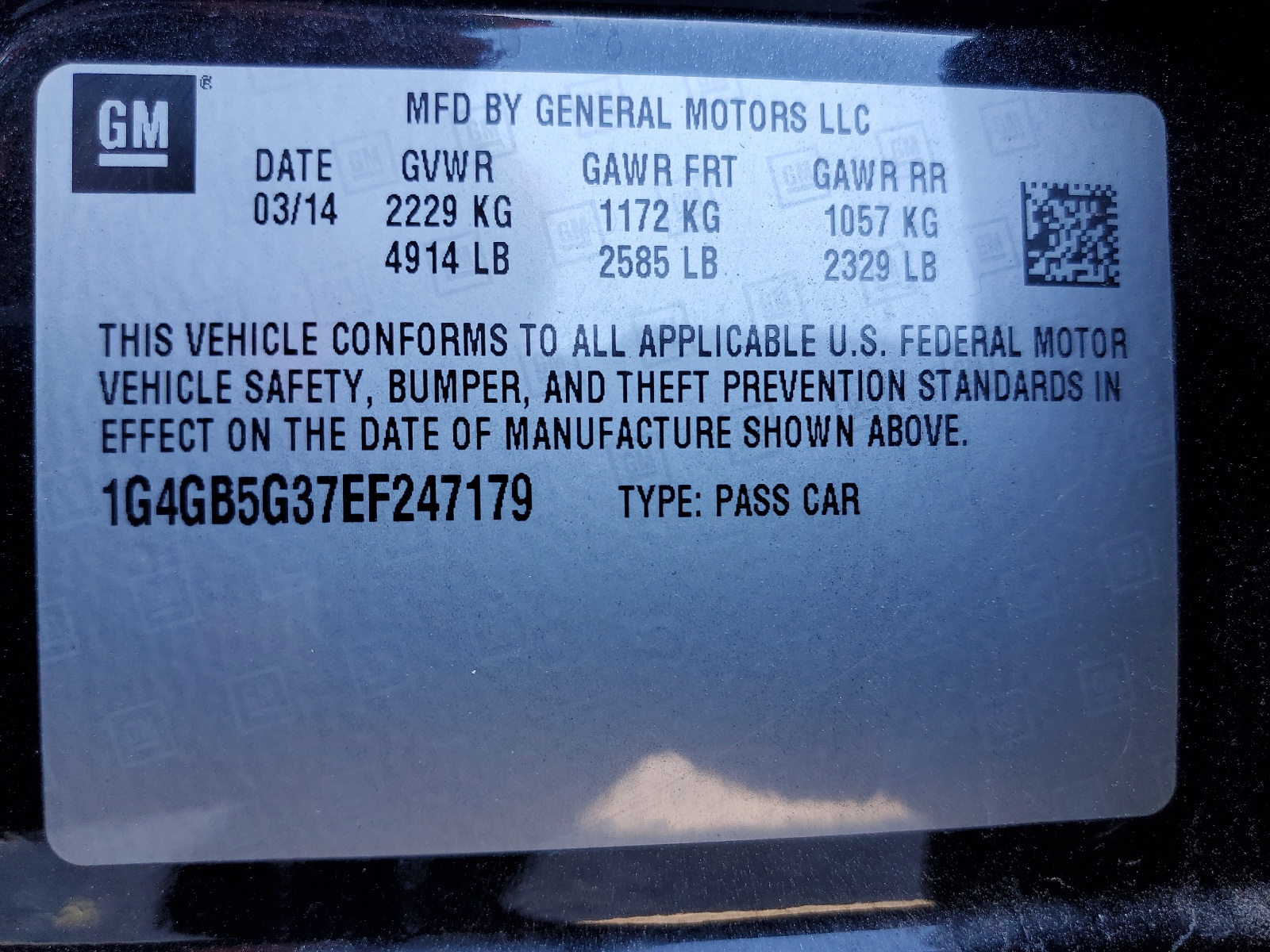 1G4GB5G37EF247179 2014 Buick Lacrosse