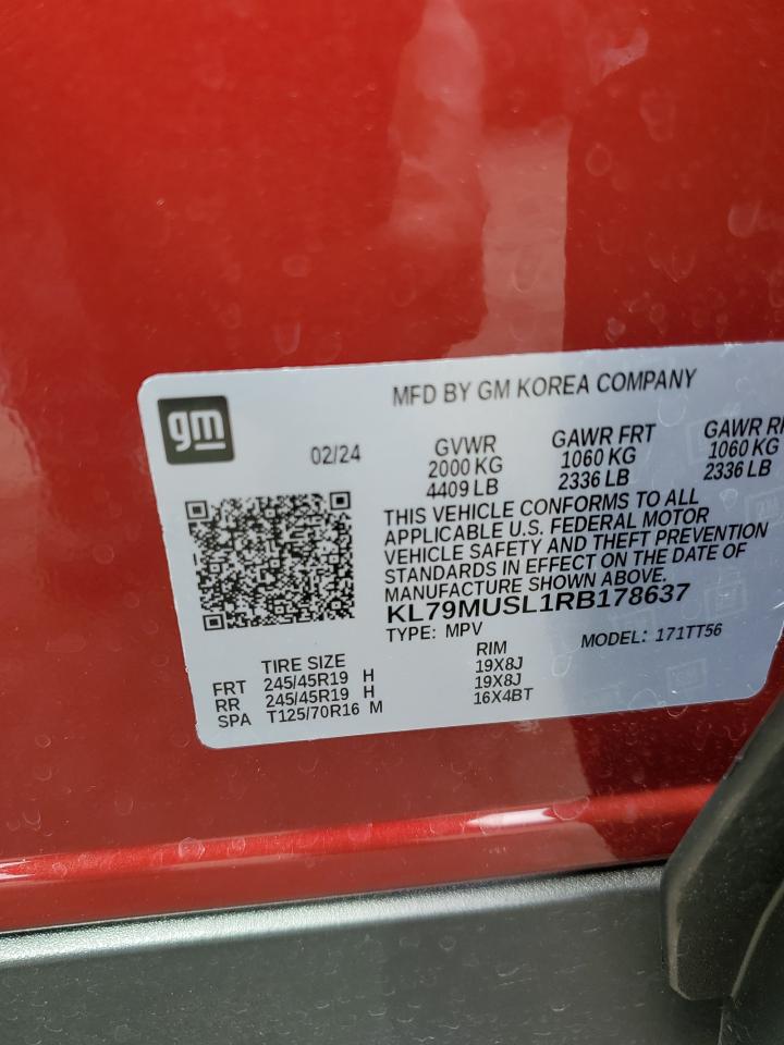 2024 Chevrolet Trailblazer Rs VIN: KL79MUSL1RB178637 Lot: 60602424