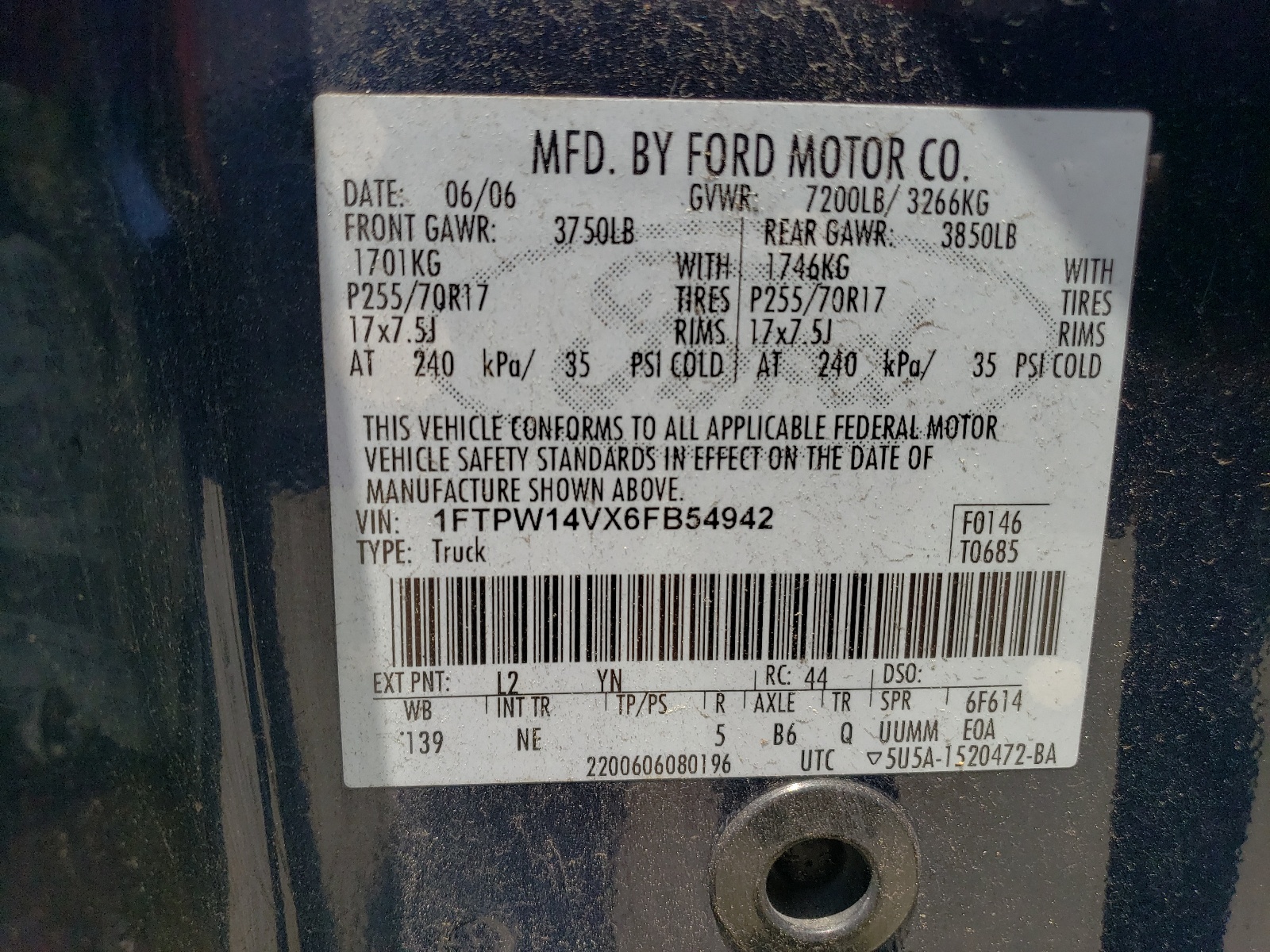 1FTPW14VX6FB54942 2006 Ford F150 Supercrew