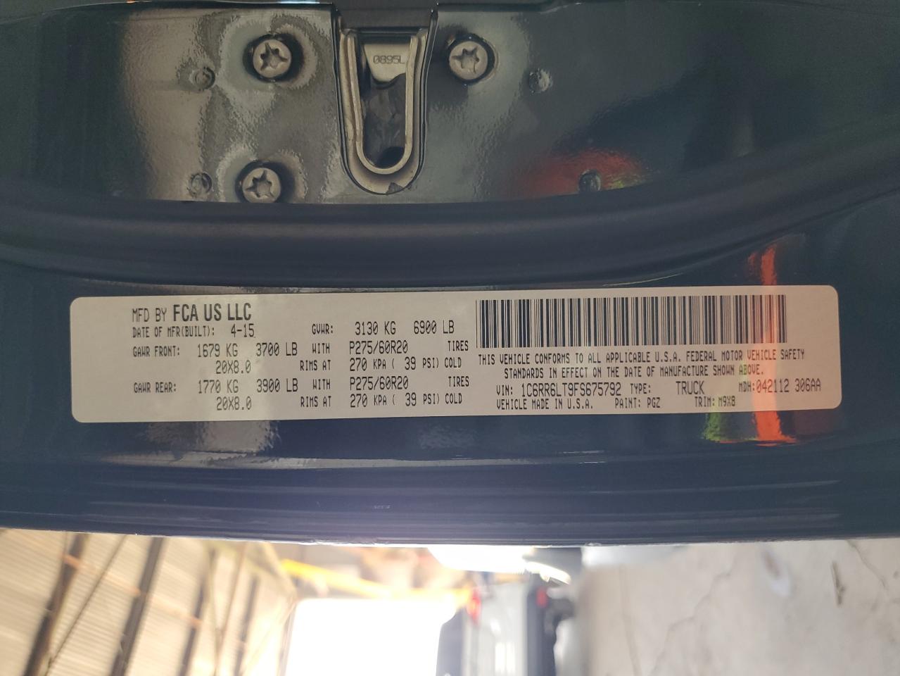 2015 Ram 1500 Slt VIN: 1C6RR6LT9FS675792 Lot: 57428734