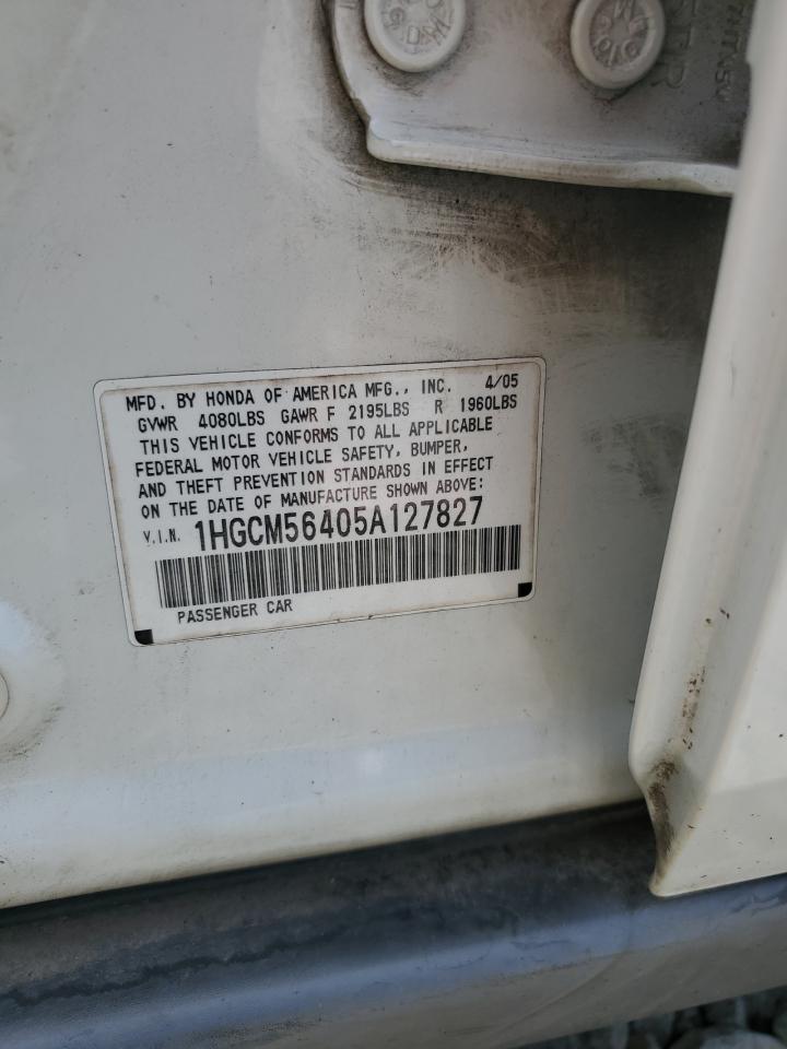 2005 Honda Accord Lx VIN: 1HGCM56405A127827 Lot: 60622064