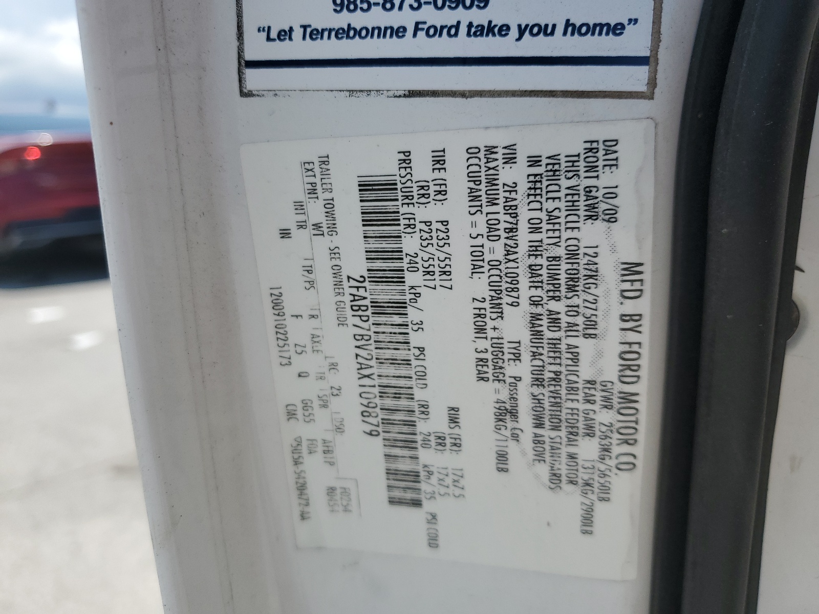 2FABP7BV2AX109879 2010 Ford Crown Victoria Police Interceptor