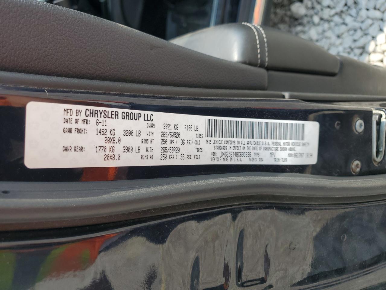 2011 Dodge Durango Citadel VIN: 1D4SE5GT4BC695336 Lot: 60255034