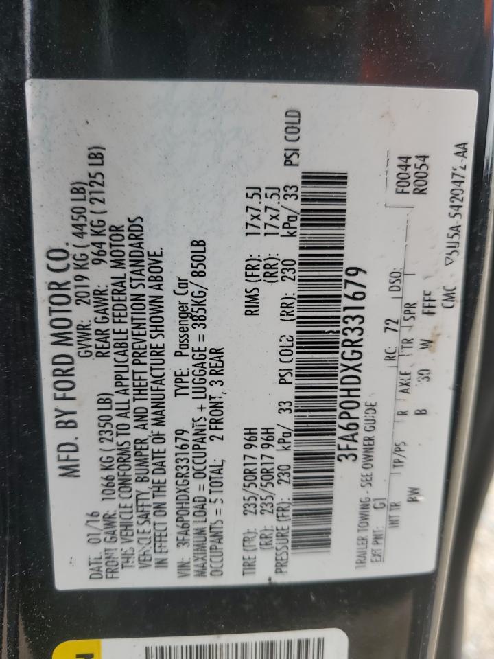 3FA6P0HDXGR331679 2016 FORD FUSION - Image 12