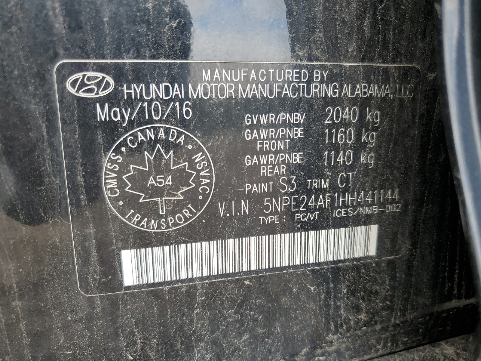 5NPE24AF1HH441144 2017 Hyundai Sonata Se