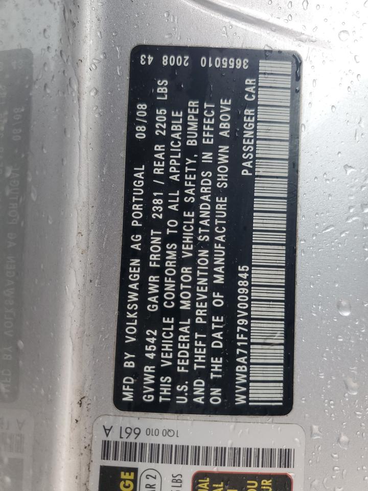 2009 Volkswagen Eos Turbo VIN: WVWBA71F79V009845 Lot: 60548824