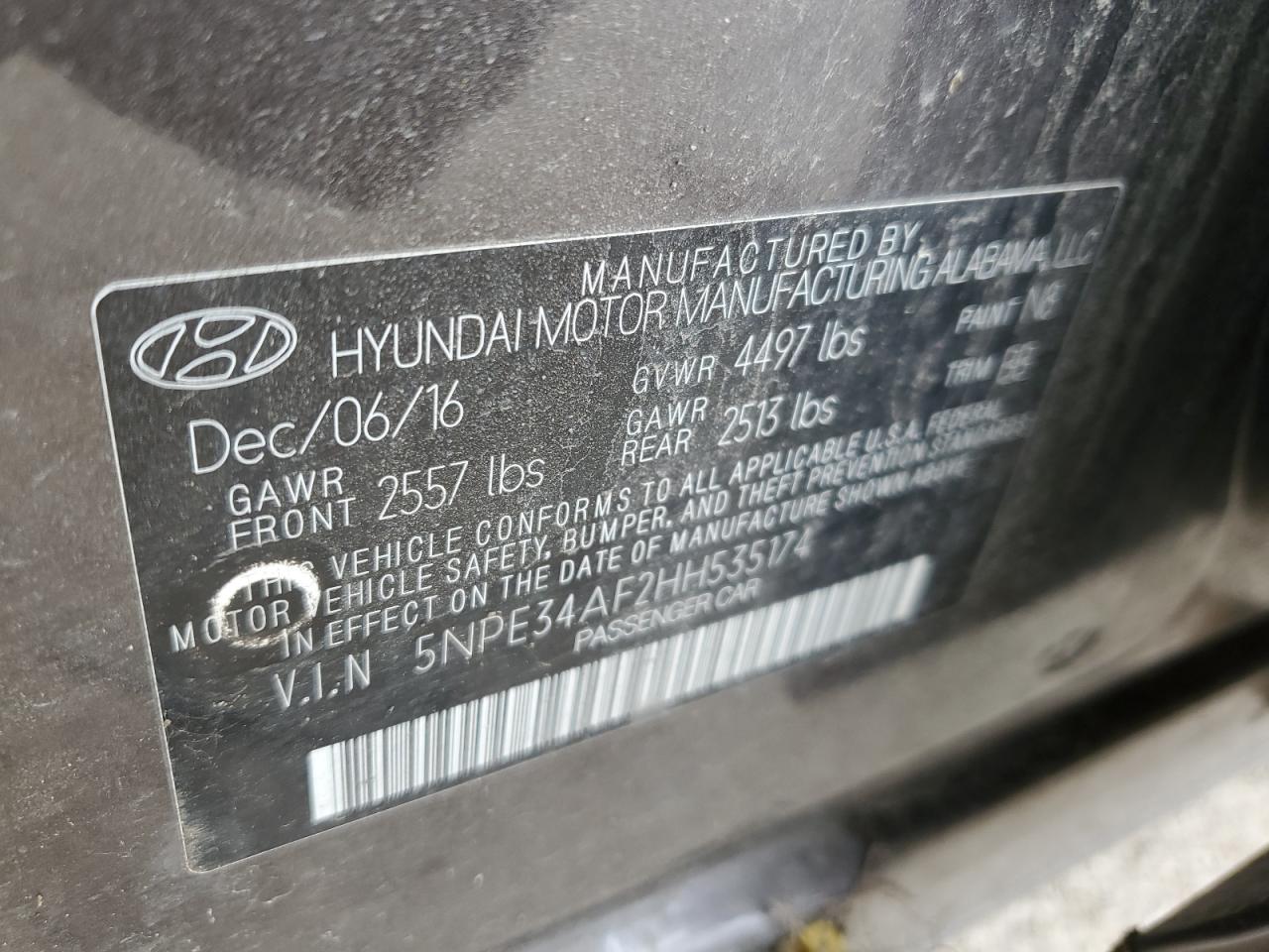 2017 Hyundai Sonata Sport VIN: 5NPE34AF2HH535174 Lot: 58050584