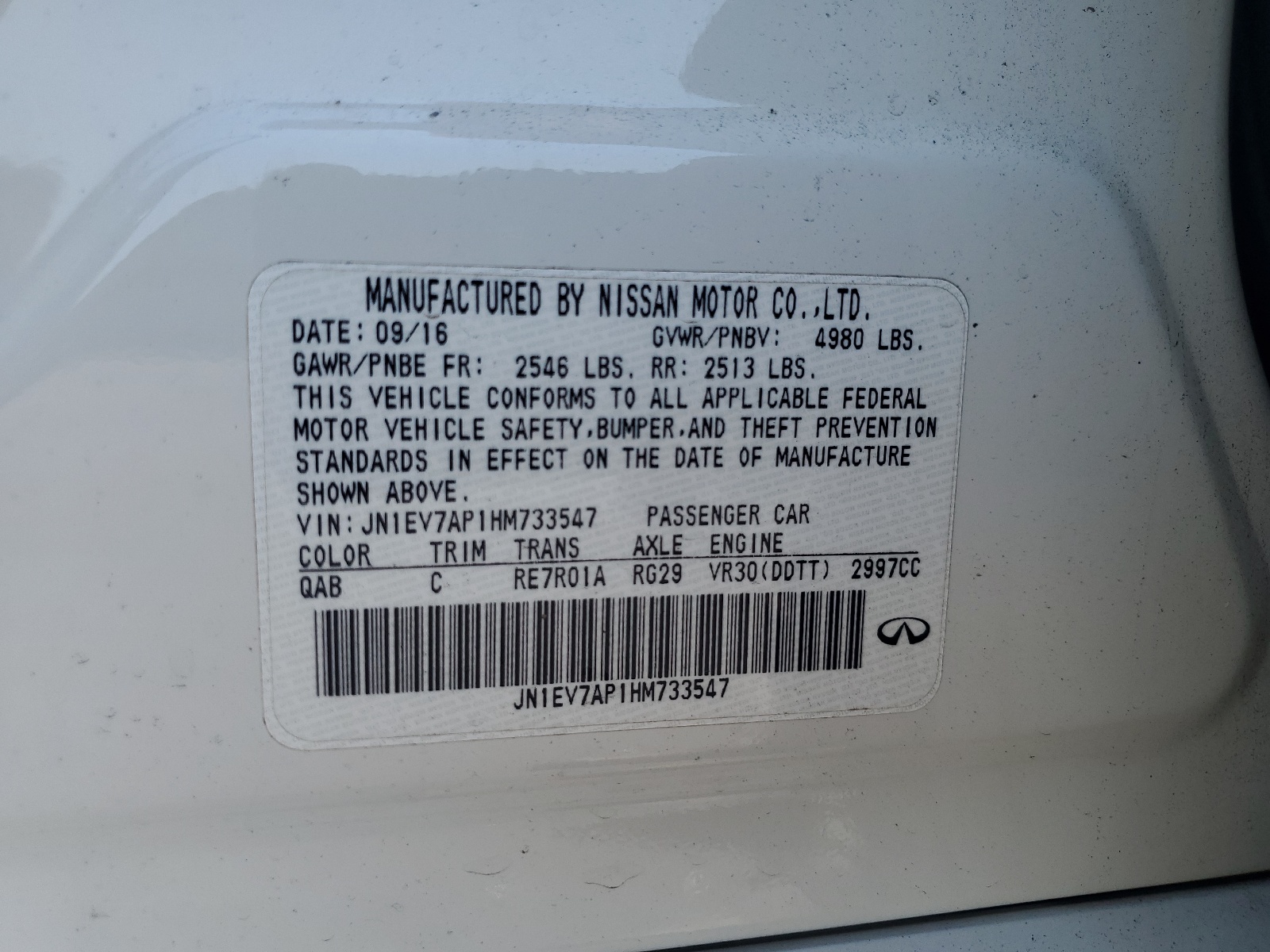 JN1EV7AP1HM733547 2017 Infiniti Q50 Premium