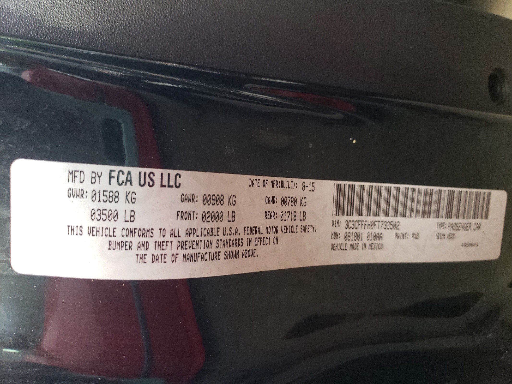 3C3CFFFH0FT733502 2015 Fiat 500 Abarth