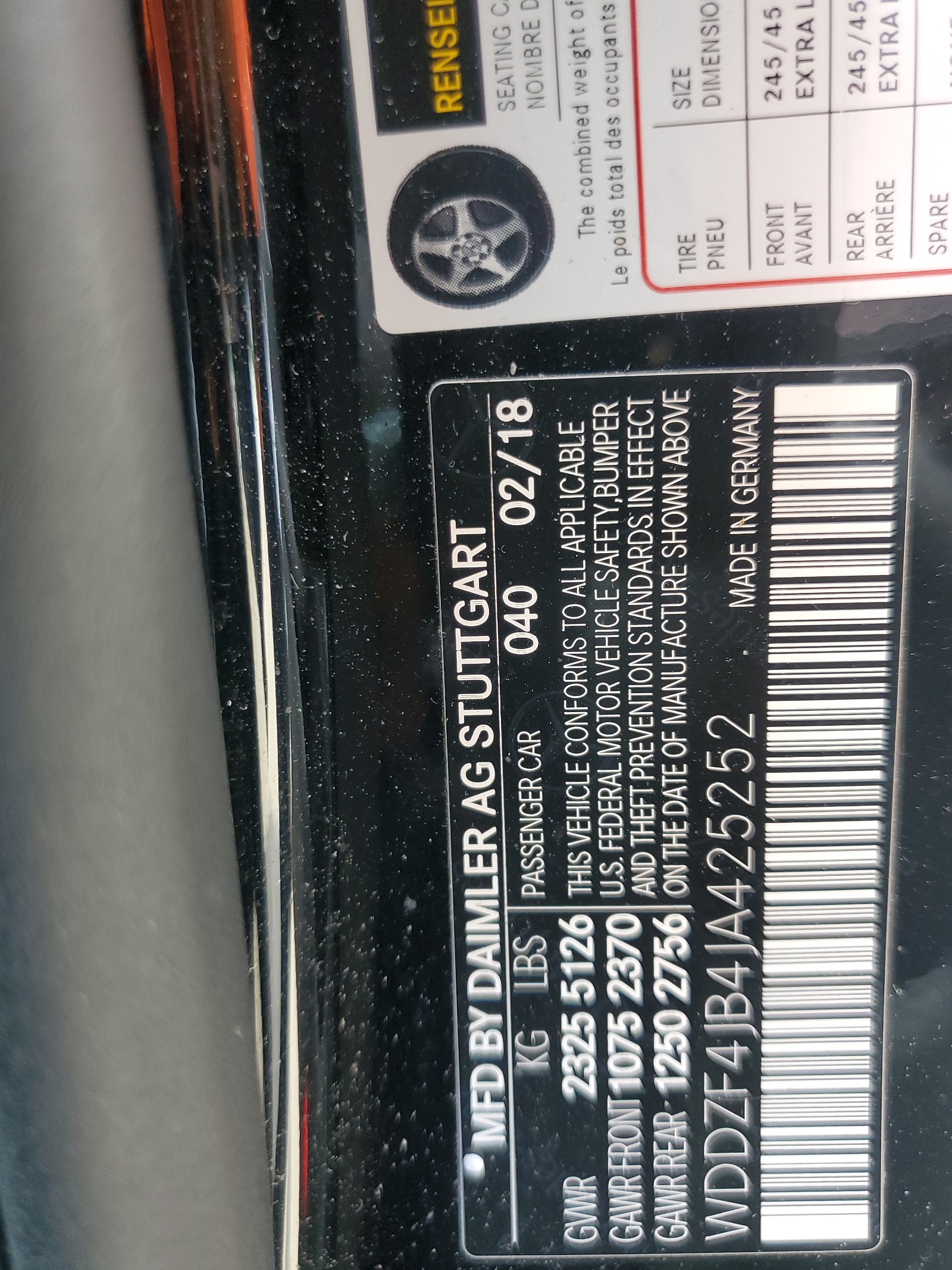 WDDZF4JB4JA425252 2018 Mercedes-Benz E 300