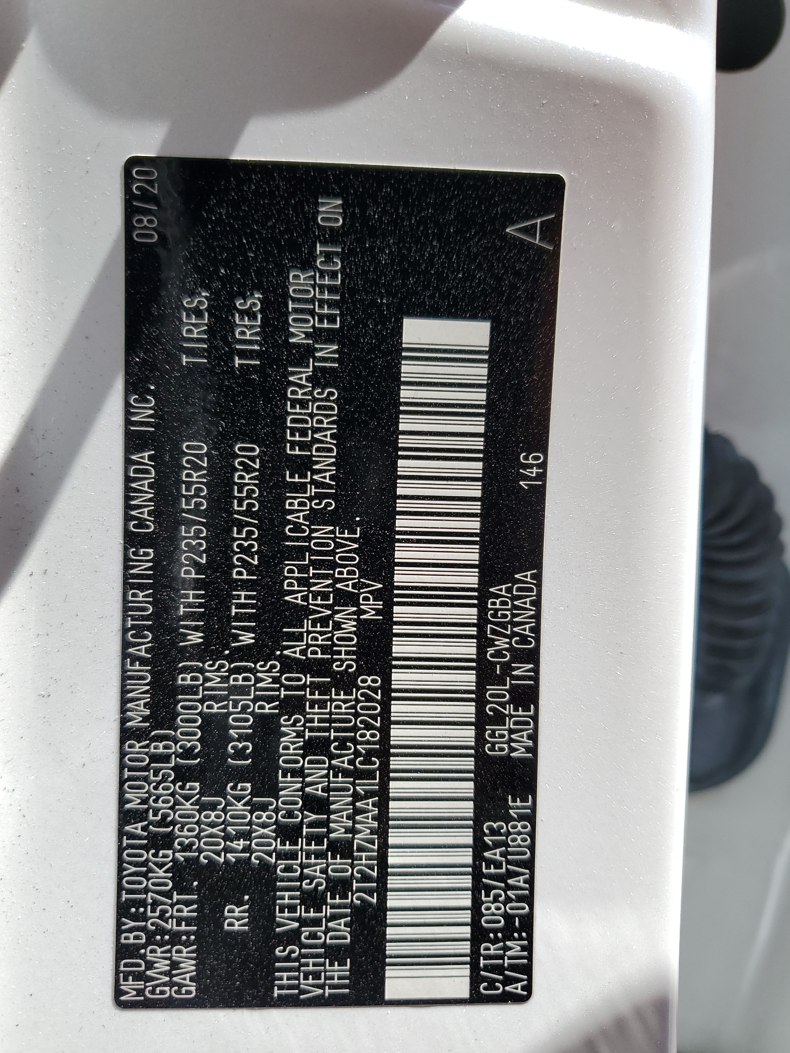 2T2HZMAA1LC182028 2020 Lexus Rx 350