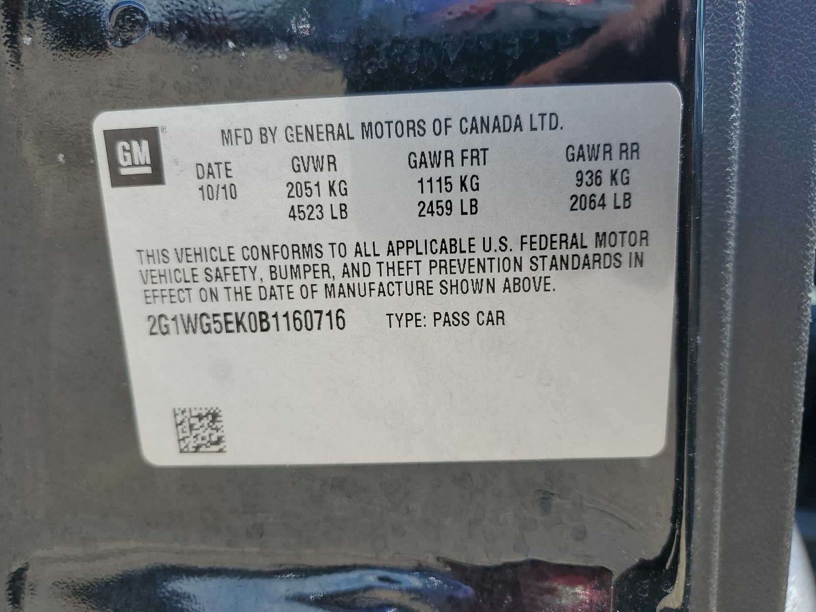 2G1WG5EK0B1160716 2011 Chevrolet Impala Lt