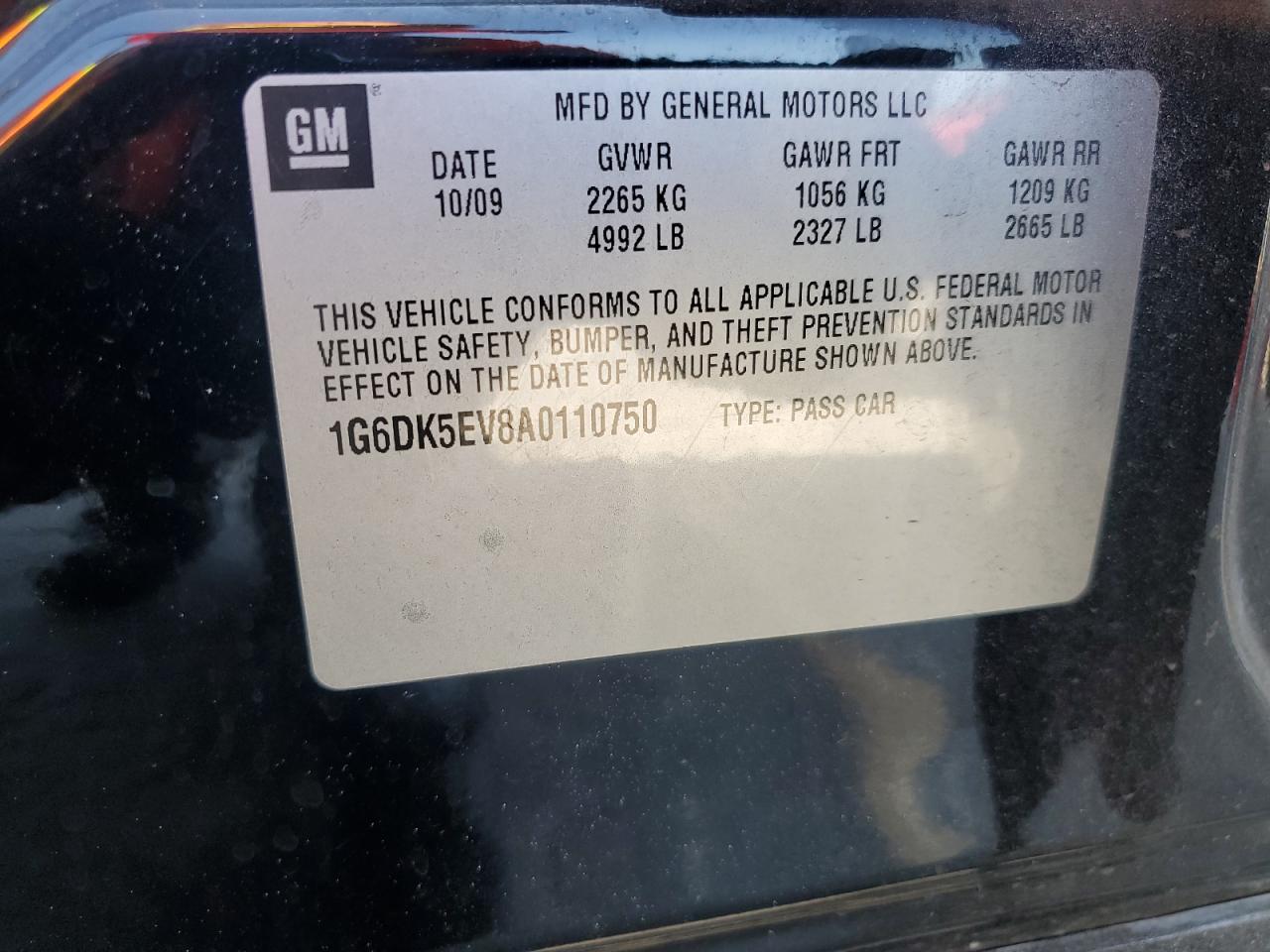 2010 Cadillac Cts Performance Collection VIN: 1G6DK5EV8A0110750 Lot: 61313314